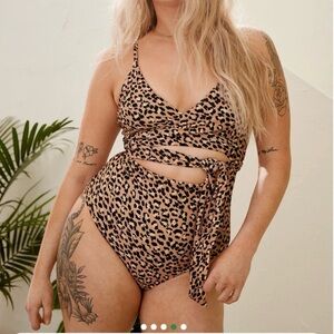 Aerie NWT Leopard Wrap One-Piece Swimsuit - XXL